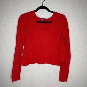 Wild Fable Bright Red V-Neck Ribbed Sweater-XL